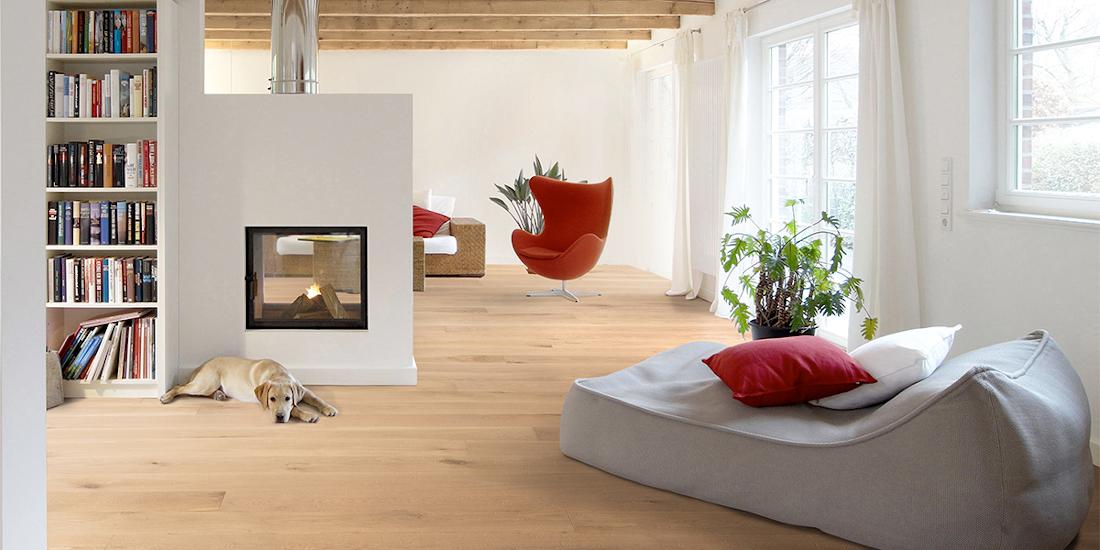 手工白橡木地板由可持续林业倡议认证. 图片由CRAFT Artisan Wood Flooring提供